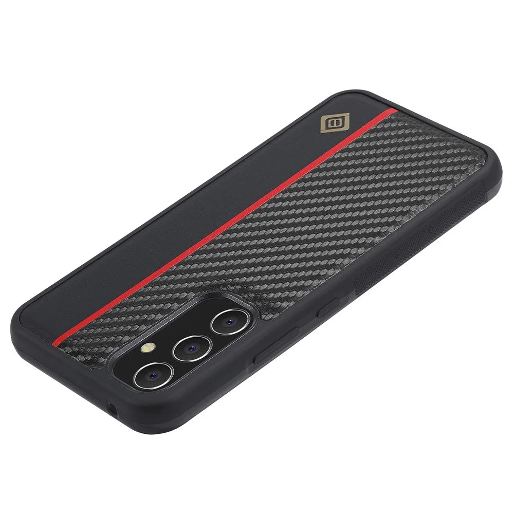 LC.IMEEKE For Samsung Galaxy A34 5G Phone Case Carbon Fiber Splicing Leather Coated TPU + EVA Cover - 2