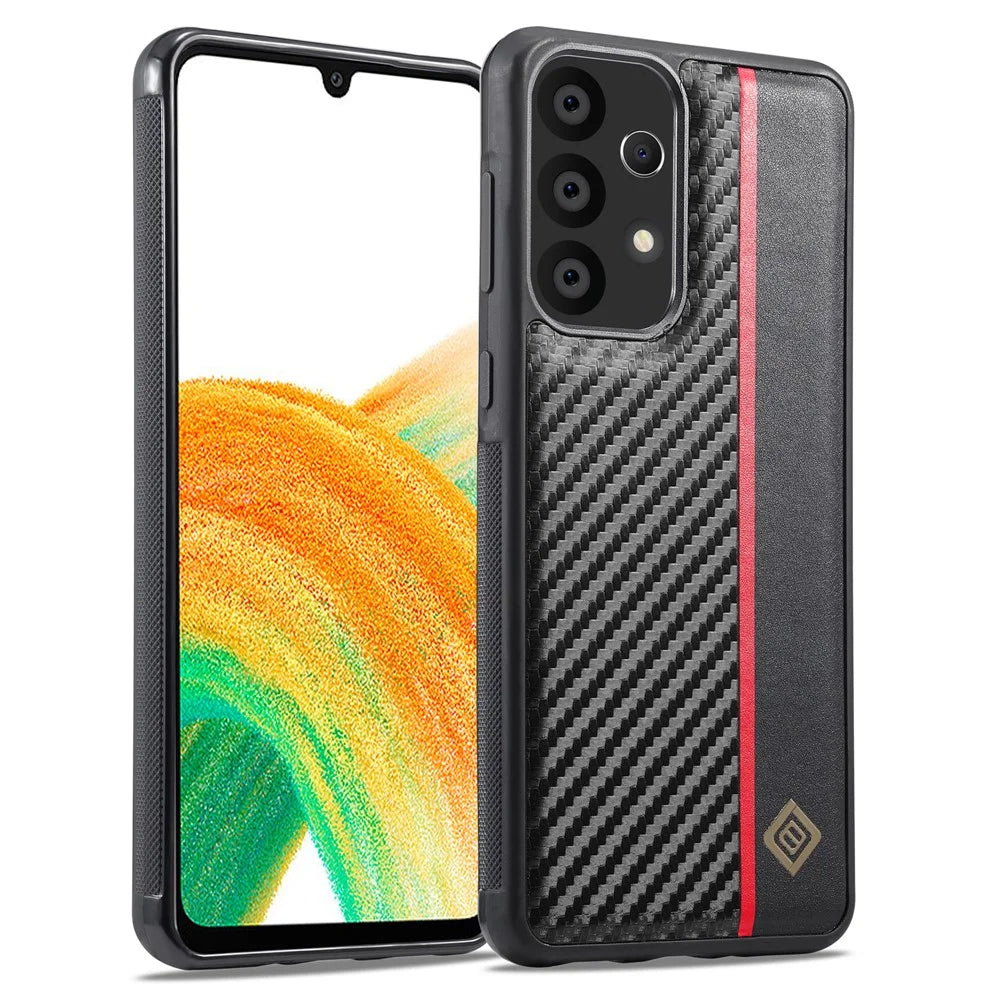 LC.IMEEKE For Samsung Galaxy A73 5G Anti-drop Phone Case Carbon Fiber Leather+TPU+EVA Cover - 2