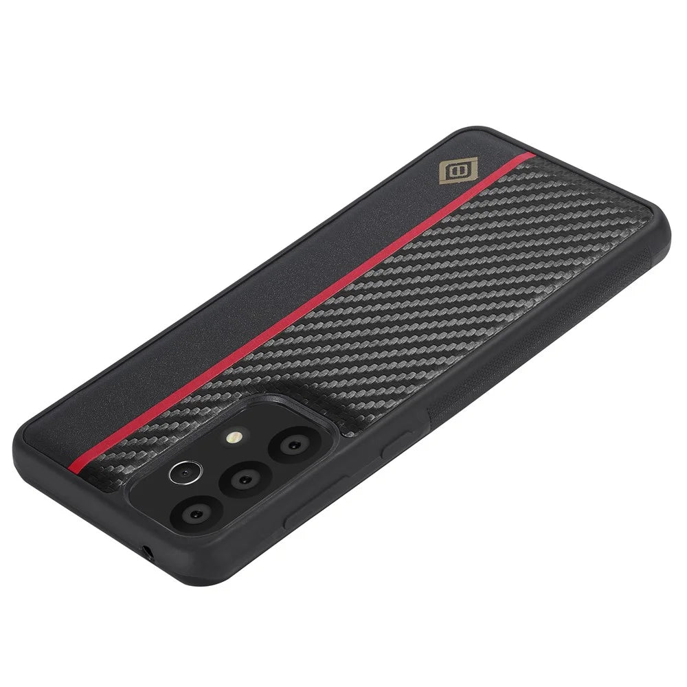 LC.IMEEKE For Samsung Galaxy A73 5G Anti-drop Phone Case Carbon Fiber Leather+TPU+EVA Cover - 3