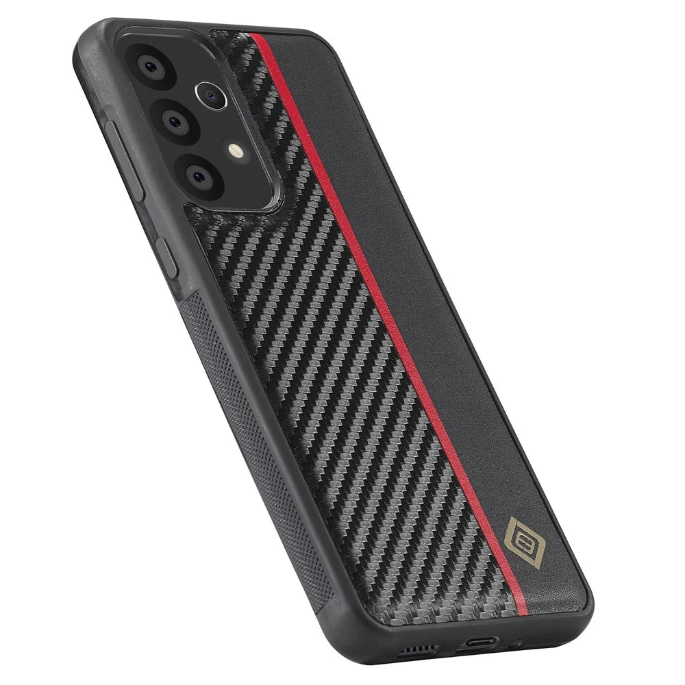 LC.IMEEKE For Samsung Galaxy A73 5G Anti-drop Phone Case Carbon Fiber Leather+TPU+EVA Cover - 6