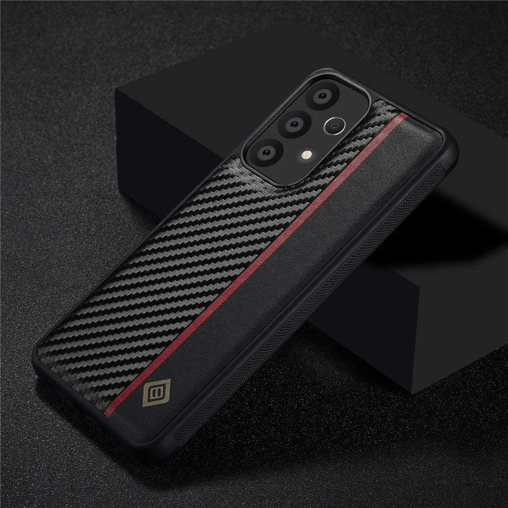 LC.IMEEKE For Samsung Galaxy A73 5G Anti-drop Phone Case Carbon Fiber Leather+TPU+EVA Cover - 7