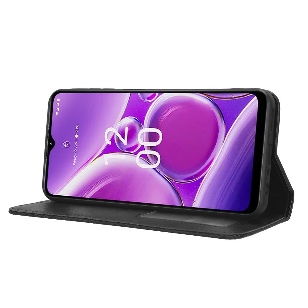 PU Leather Retro Phone Case for Nokia G42 , Stand Wallet Shockproof Cover - Black - 3
