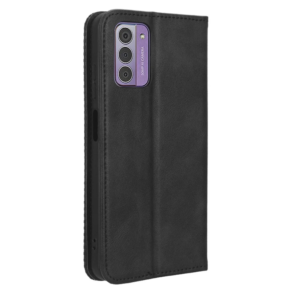 PU Leather Retro Phone Case for Nokia G42 , Stand Wallet Shockproof Cover - Black - 6
