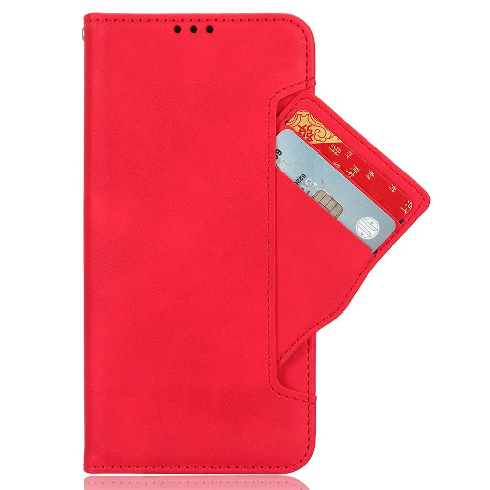 For Nokia G42 Flip Stand Case Multiple Card Slots Wallet PU Leather Phone Cover - Red - 2
