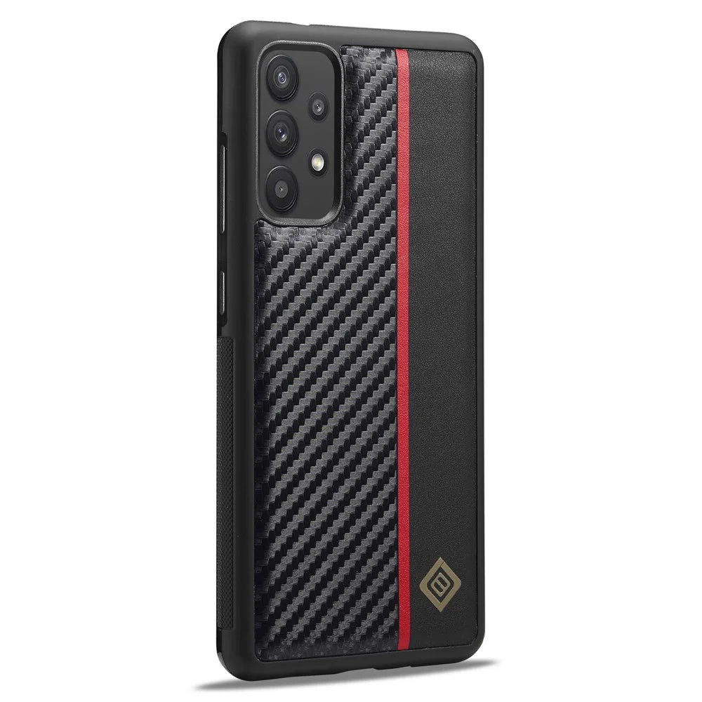 LC.IMEEKE Phone Case for Samsung Galaxy A32 4G (EU Version) Anti-drop Carbon Fiber Texture PU Leather Coated TPU+EVA Cover - 2