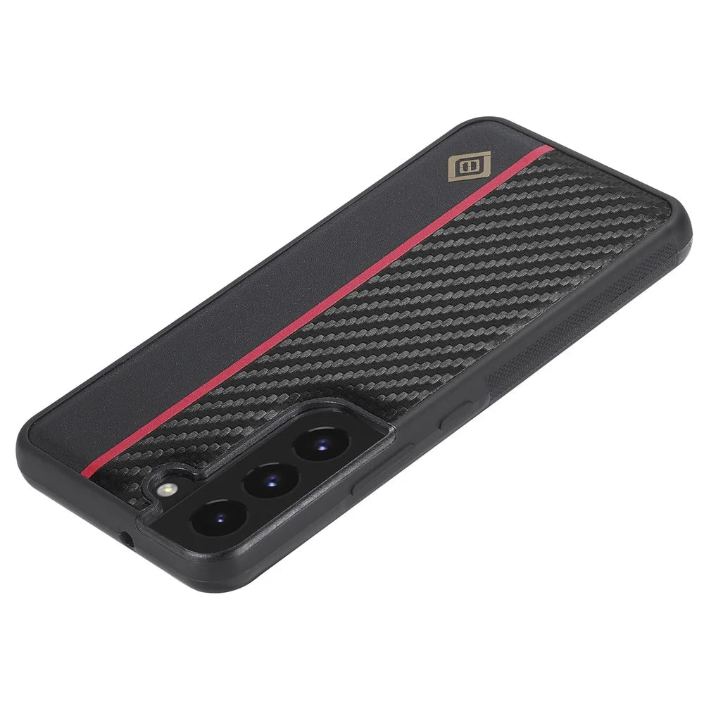 LC.IMEEKE For Samsung Galaxy S21 4G / 5G Carbon Fiber Texture Case PU Leather Coated TPU+EVA Fall Resistant Phone Cover - 5