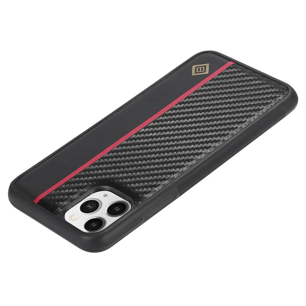 LC.IMEEKE For iPhone 11 Pro Anti-Scratch Phone Cover Carbon Fiber Texture PU Leather+TPU+EVA Shell - 5