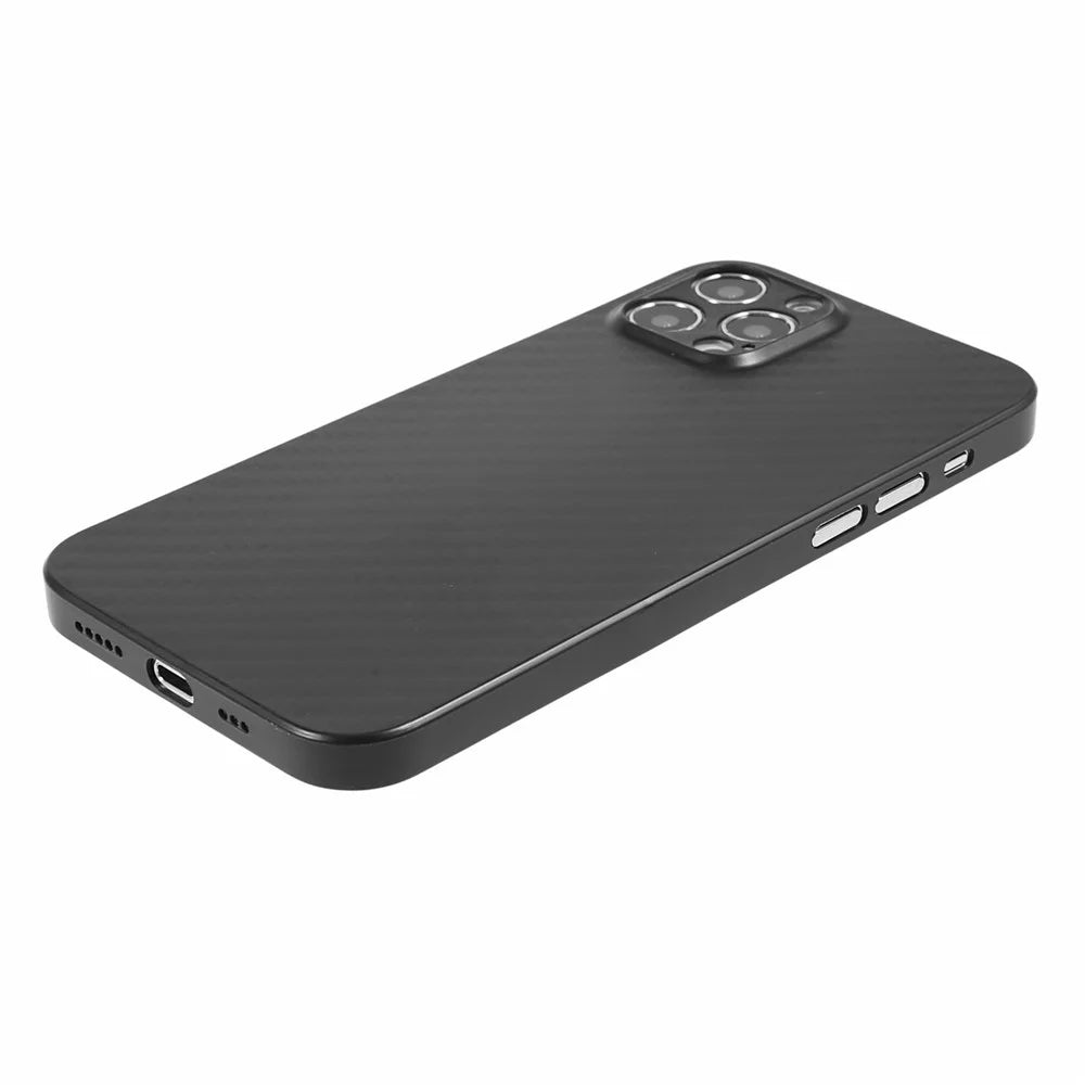 For iPhone 12 Pro 6.1 inch Carbon Fiber Texture PC Cover Super Thin Phone Case (Precise Lens Cutout) - Black - 5