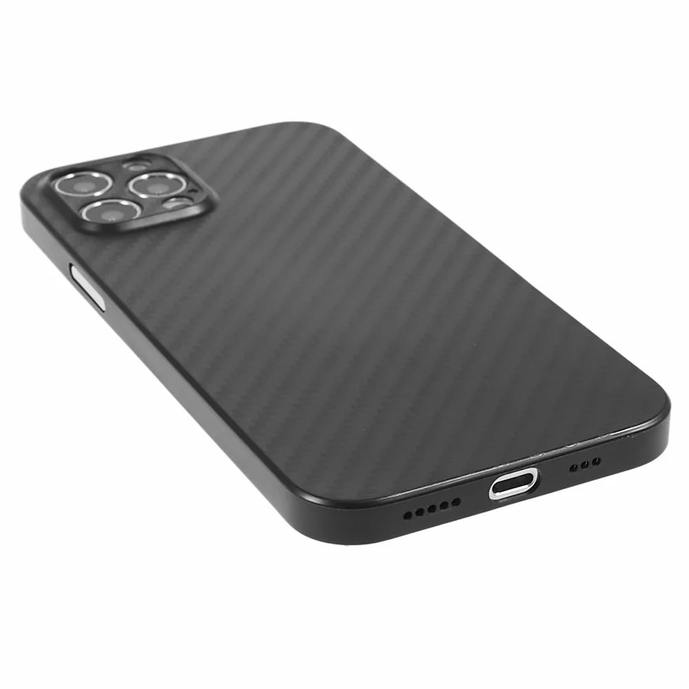 For iPhone 12 Pro 6.1 inch Carbon Fiber Texture PC Cover Super Thin Phone Case (Precise Lens Cutout) - Black - 6