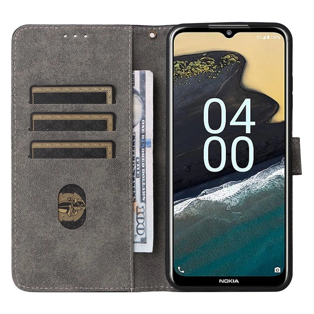 For Nokia G42 RFID Blocking Wallet Phone Case PU Leather Anti-fall Stand Cover with Strap - Black - 2