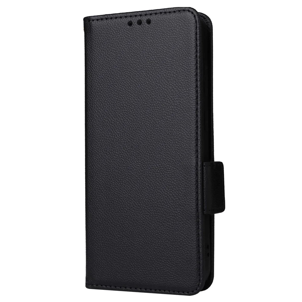 For Samsung Galaxy S23 FE Anti-scratch Litchi Texture PU Leather Case Wallet Stand Phone Cover with Strap - Black - 7