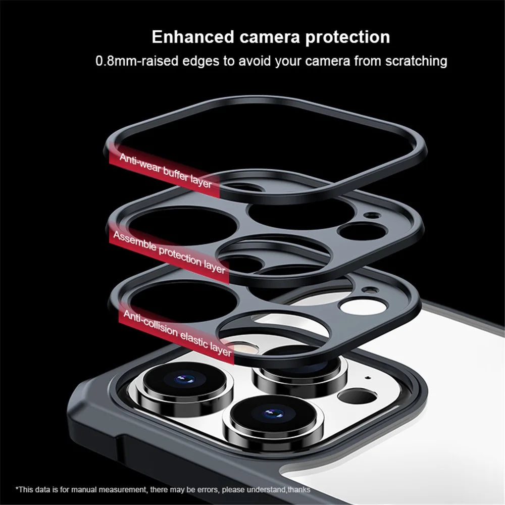 XUNDD Protective Phone Case for iPhone 15 Pro Max , Acrylic+TPU Phone Back Cover - Black - 7