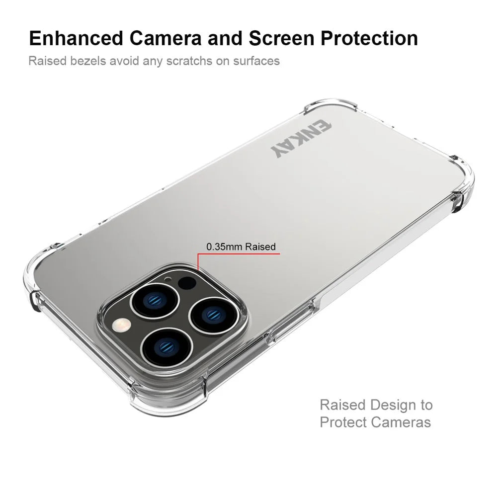 ENKAY HAT PRINCE For iPhone 15 Pro Max Clear TPU Phone Case with High Aluminium-silicon Glass Screen Film - 3
