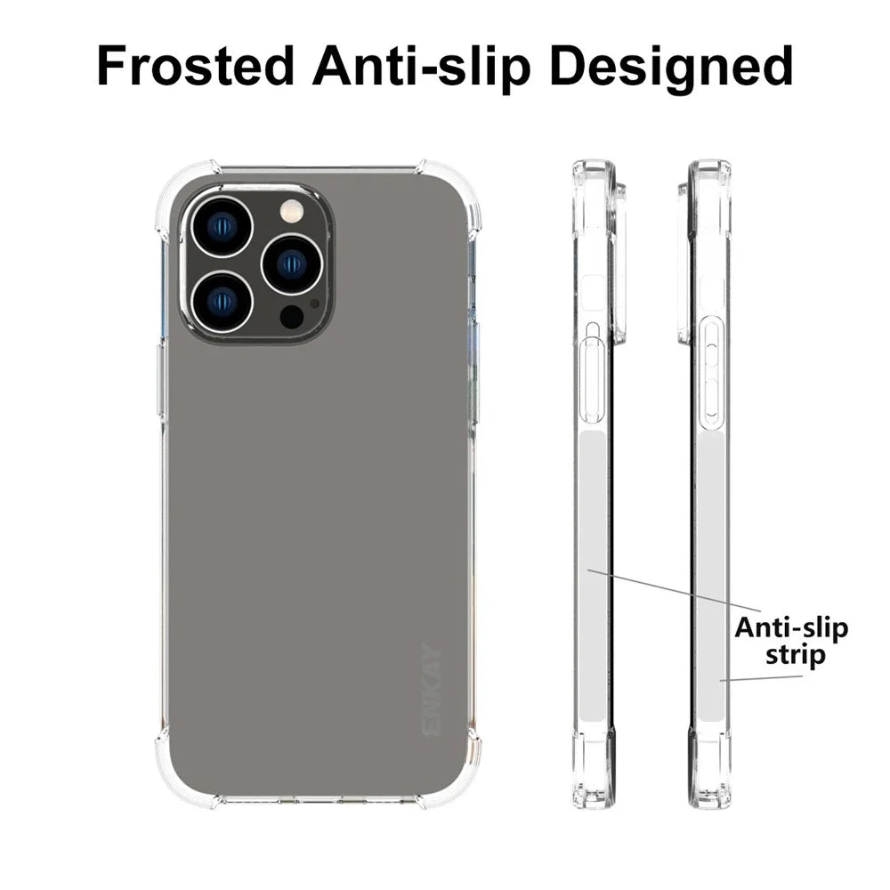 ENKAY HAT PRINCE For iPhone 15 Pro Max Clear TPU Phone Case with High Aluminium-silicon Glass Screen Film - 4