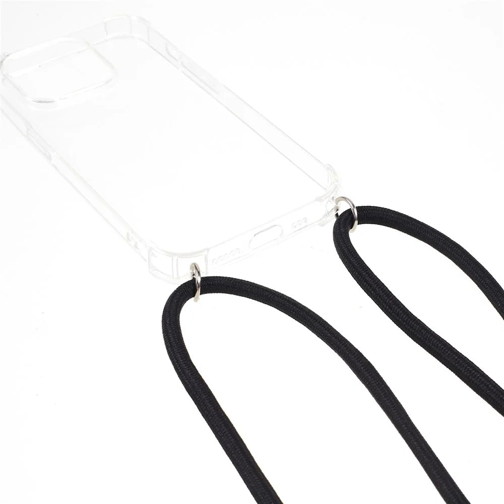 For iPhone 15 Pro Max Thicken Four Corner Anti-drop Cover Clear TPU Phone Case with Lanyard - 3