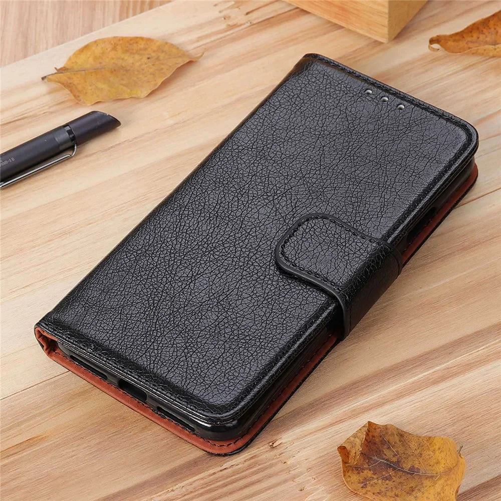 For Nokia G42 Drop Protection Phone Shell Nappa Texture Split Leather Wallet Case Phone Stand Cover - Black - 6