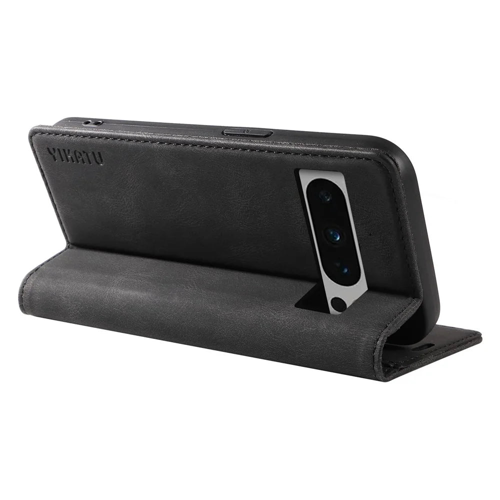 YIKATU YK-004 For Google Pixel 8 Pro Skin-touch Leather Cover Viewing Stand Shell Wallet Phone Case - Black - 4