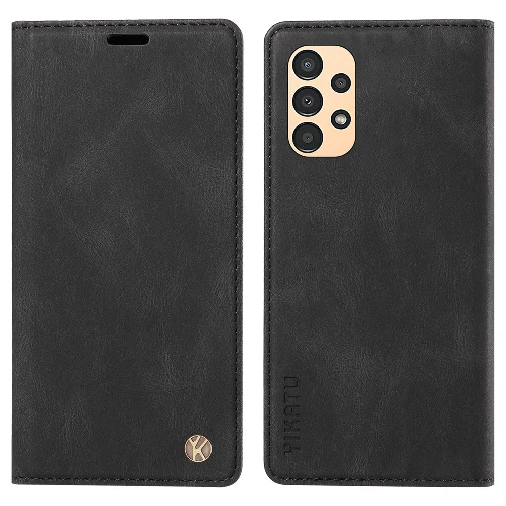 YIKATU YK-004 For Samsung Galaxy A32 5G / M32 5G Skin-touch Flip Stand Cover PU Leather Wallet Phone Case - Black - 1