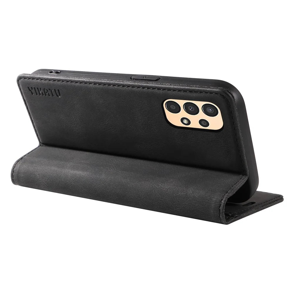 YIKATU YK-004 For Samsung Galaxy A32 5G / M32 5G Skin-touch Flip Stand Cover PU Leather Wallet Phone Case - Black - 4