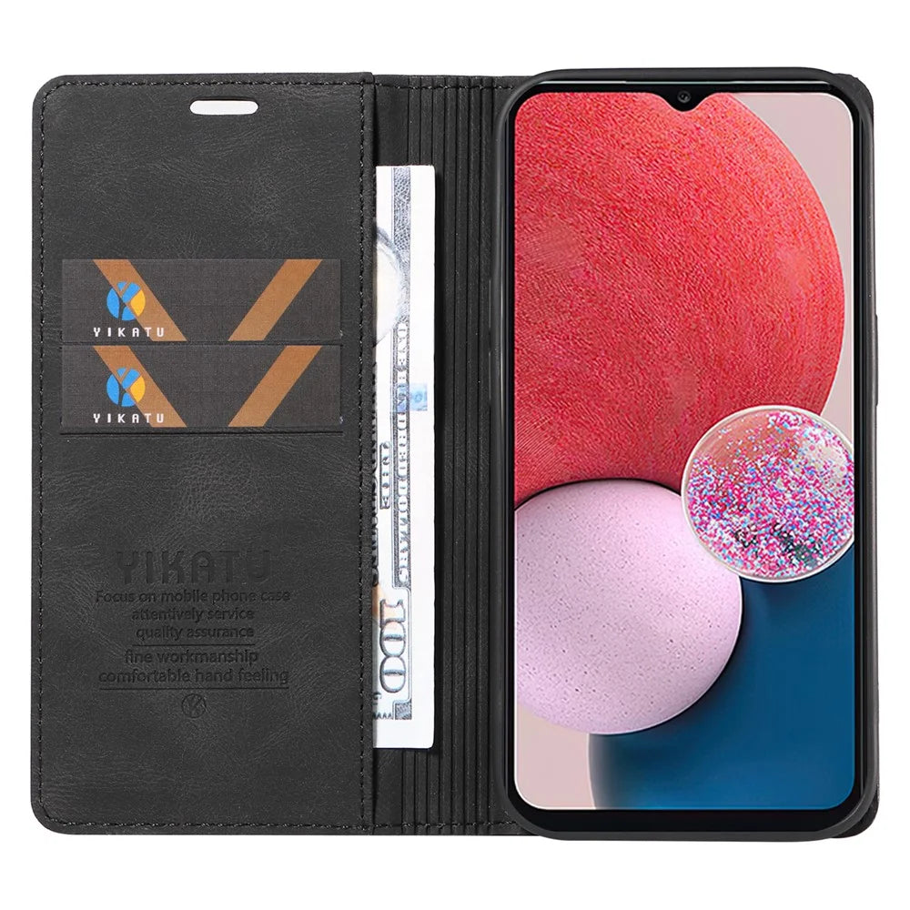 YIKATU YK-004 For Samsung Galaxy A52 4G / A52s 5G / A52 5G Skin-touch Leather Phone Case Anti-fall Wallet Stand Cover - Black - 2