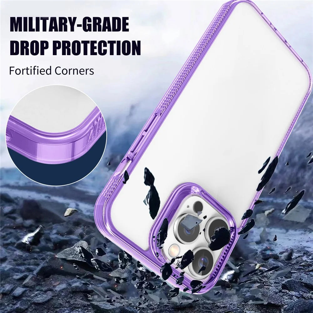 For iPhone 15 Plus HD Clear Case Anti-Scratch Smartphone Shell TPU+PC Phone Cover - Purple - 2