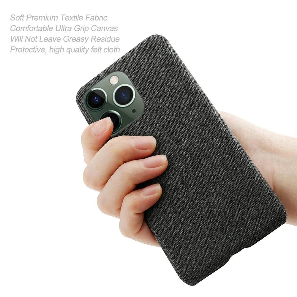 For iPhone 15 Pro Max Cloth+Hard PC Non-Slip Smartphone Case Shockproof Shell Protective Phone Cover - Black - 6