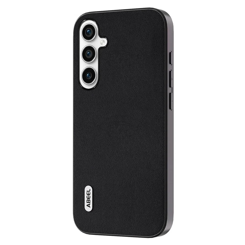 ABEEL For Samsung Galaxy M54 5G / F54 5G Nappa Texture Back Cover Genuine Cow Leather+PC+TPU Shockproof Phone Case - Black - 1