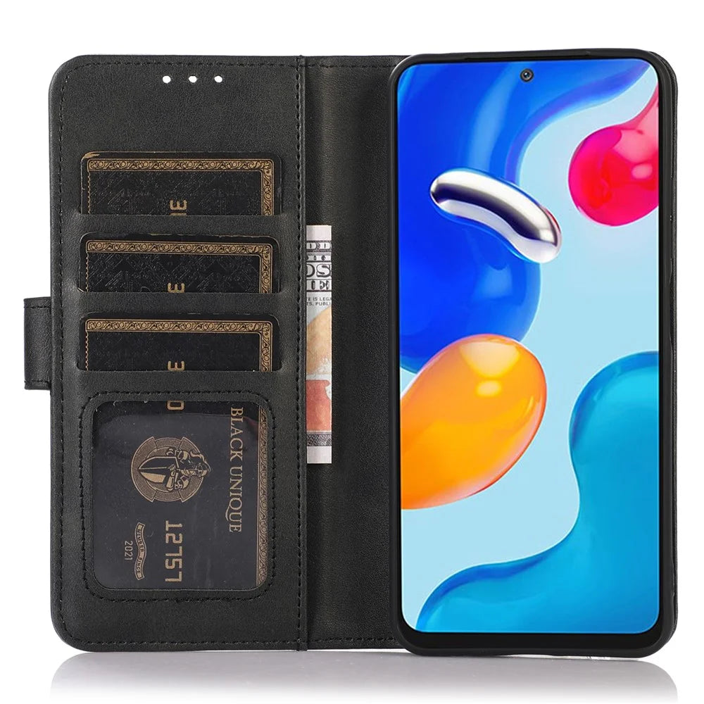 For OnePlus Nord CE3 5G Phone Wallet Case Phone Stand Cowhide Texture PU Leather Cover - Black - 2