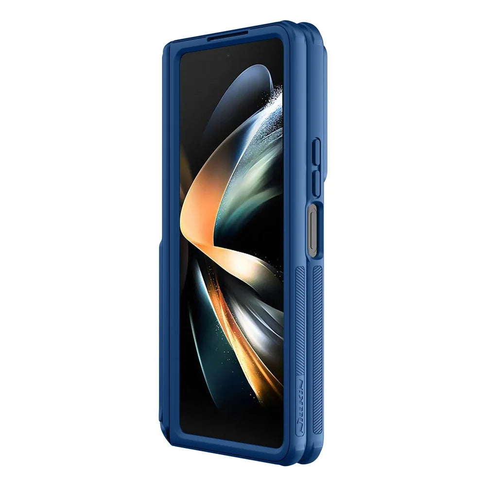NILLKIN CamShield Fold Case for Samsung Galaxy Z Fold5 5G TPU+PC Phone Cover Slide Camera Protection Kickstand Shell - Blue - 4