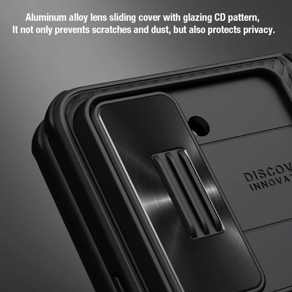 NILLKIN CamShield Fold Case for Samsung Galaxy Z Fold5 5G TPU+PC Phone Cover Slide Camera Protection Kickstand Shell - Blue - 7