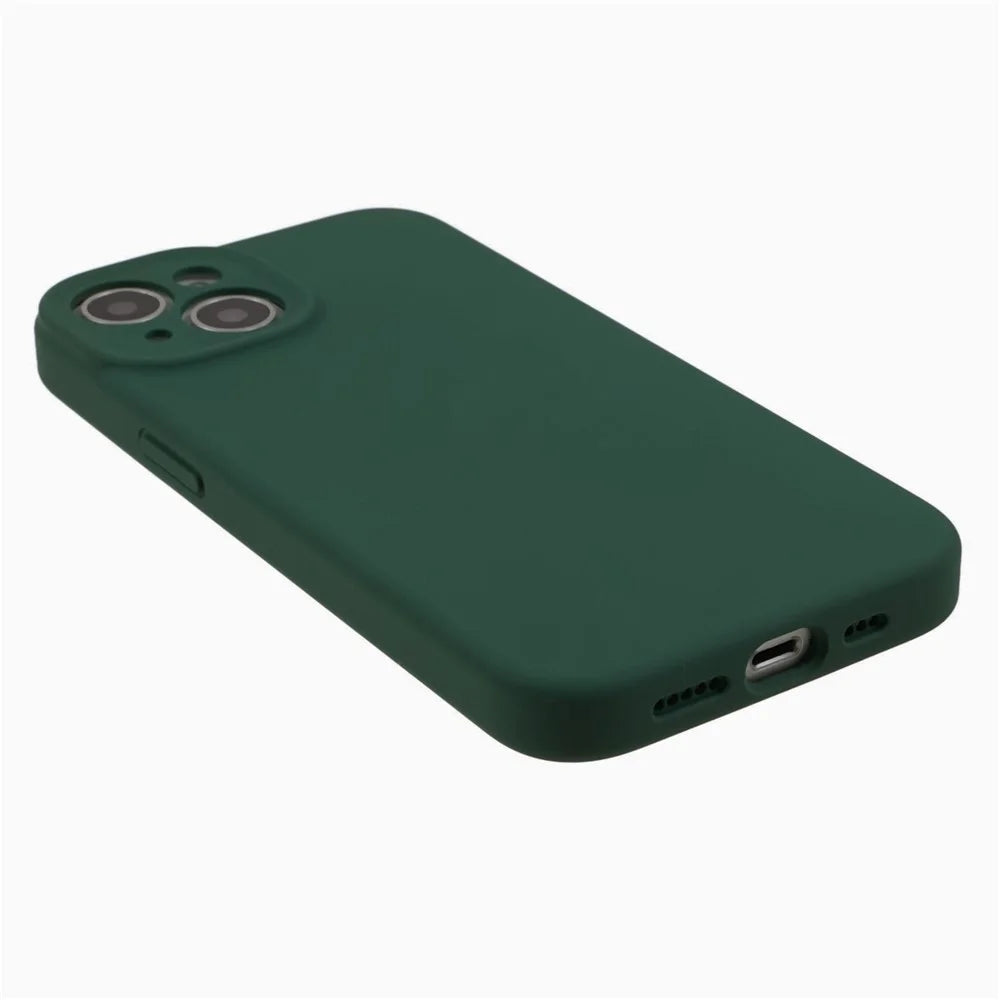 For iPhone 15 Plus Precise Cutout Liquid Silicone+PC Phone Case Mobile Phone Protective Cover - Army Green - 5