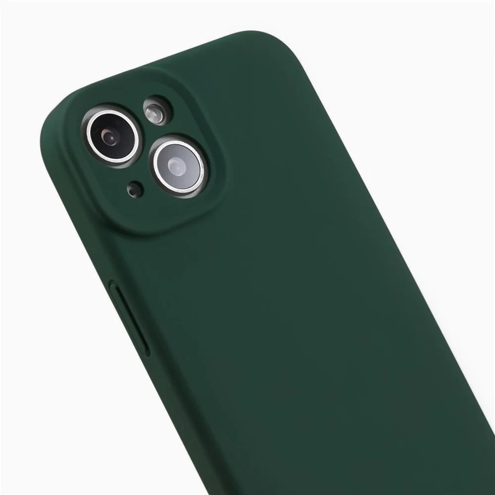 For iPhone 15 Plus Precise Cutout Liquid Silicone+PC Phone Case Mobile Phone Protective Cover - Army Green - 7