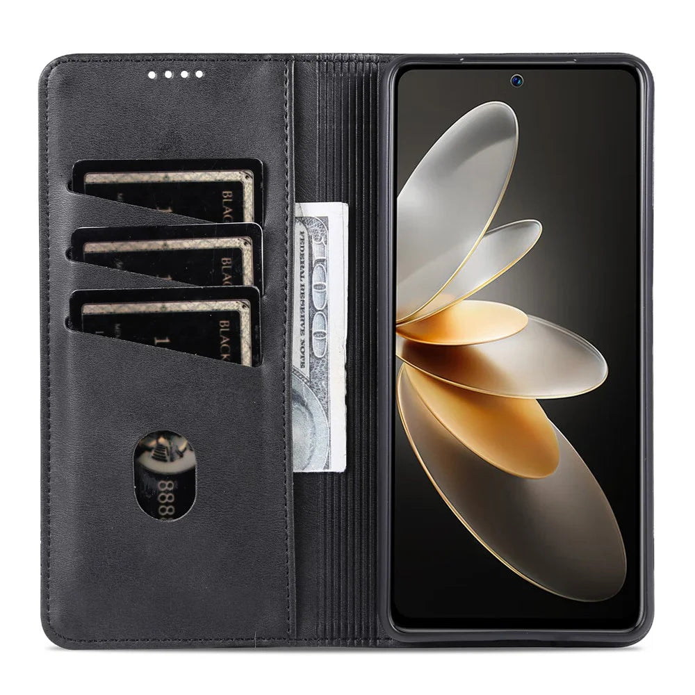 AZNS For vivo S17 5G / S17 Pro 5G Wallet PU Leather Case Cowhide Texture Phone Cover with Stand - Black - 2