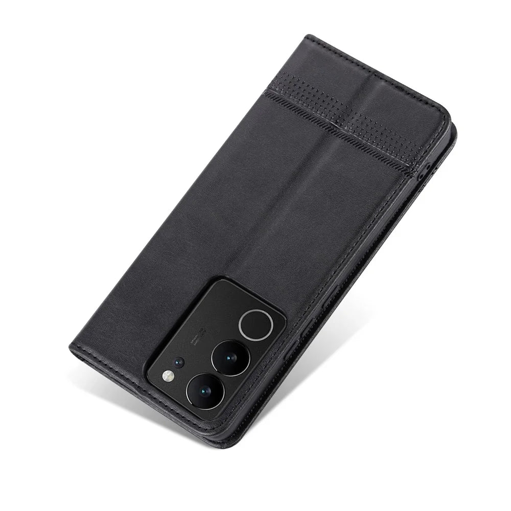 AZNS For vivo S17 5G / S17 Pro 5G Wallet PU Leather Case Cowhide Texture Phone Cover with Stand - Black - 7