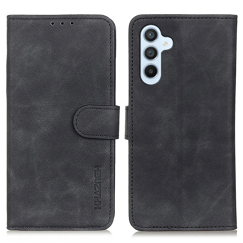 KHAZNEH For Samsung Galaxy F34 5G / M34 5G Wallet Phone Cover Retro Texture PU Leather Stand Case - Black - 1