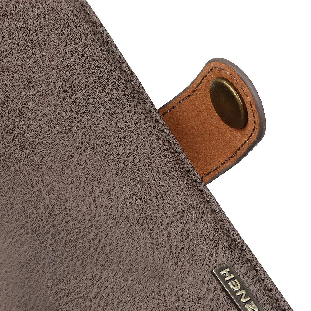KHAZNEH Phone Leather Case for Samsung Galaxy F34 5G / M34 5G , Wallet Stand Cowhide Texture Phone Cover - Khaki - 6