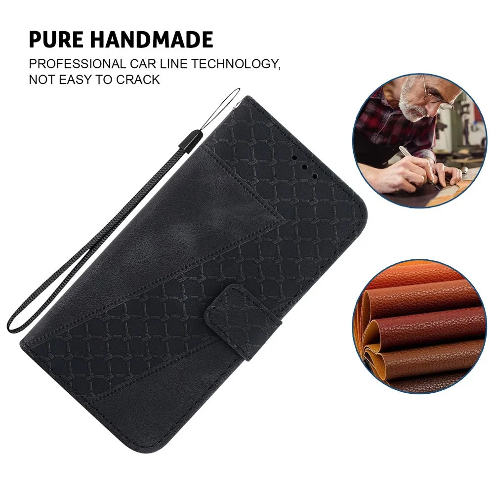 For Samsung Galaxy S23 Full Protection Leather Case 7-Shape Imprinted Wallet Stand Phone Cover - Black - 4