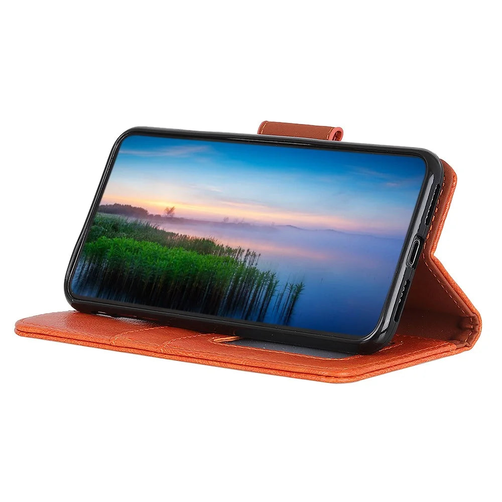 For Samsung Galaxy F34 5G / M34 5G Wallet Phone Cover Drop Protection Stand Nappa Texture Split Leather Phone Case - Orange - 2