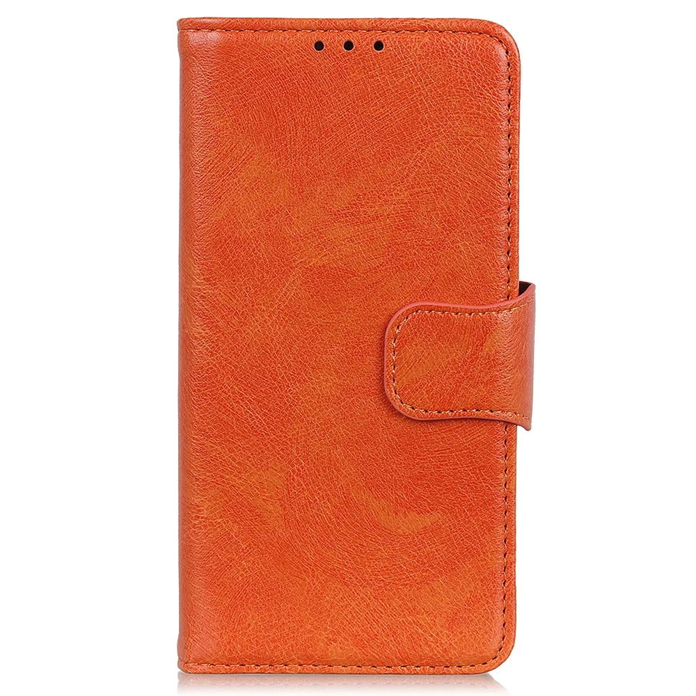 For Samsung Galaxy F34 5G / M34 5G Wallet Phone Cover Drop Protection Stand Nappa Texture Split Leather Phone Case - Orange - 6