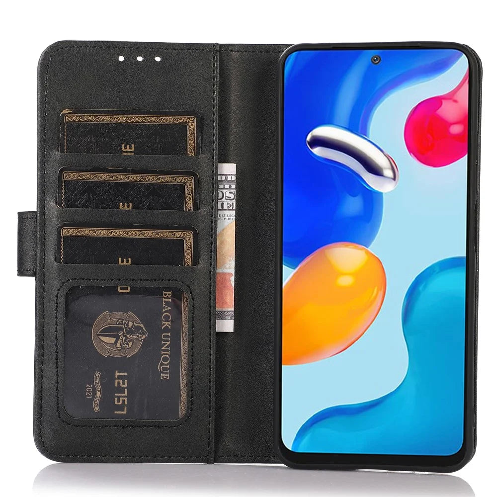 For Samsung Galaxy F34 5G / M34 5G Phone Stand Shell Cowhide Texture Phone Wallet Case PU Leather Cover - Black - 2