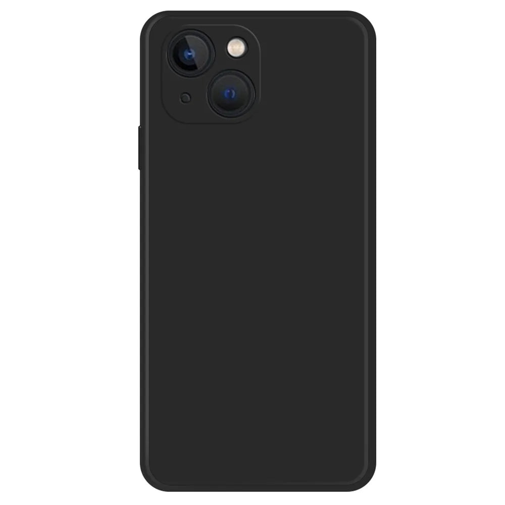 Rubberized Phone Case for iPhone 15 , Fiber Lining Straight Edge Anti-Scratch TPU Phone Cover - Black - 1