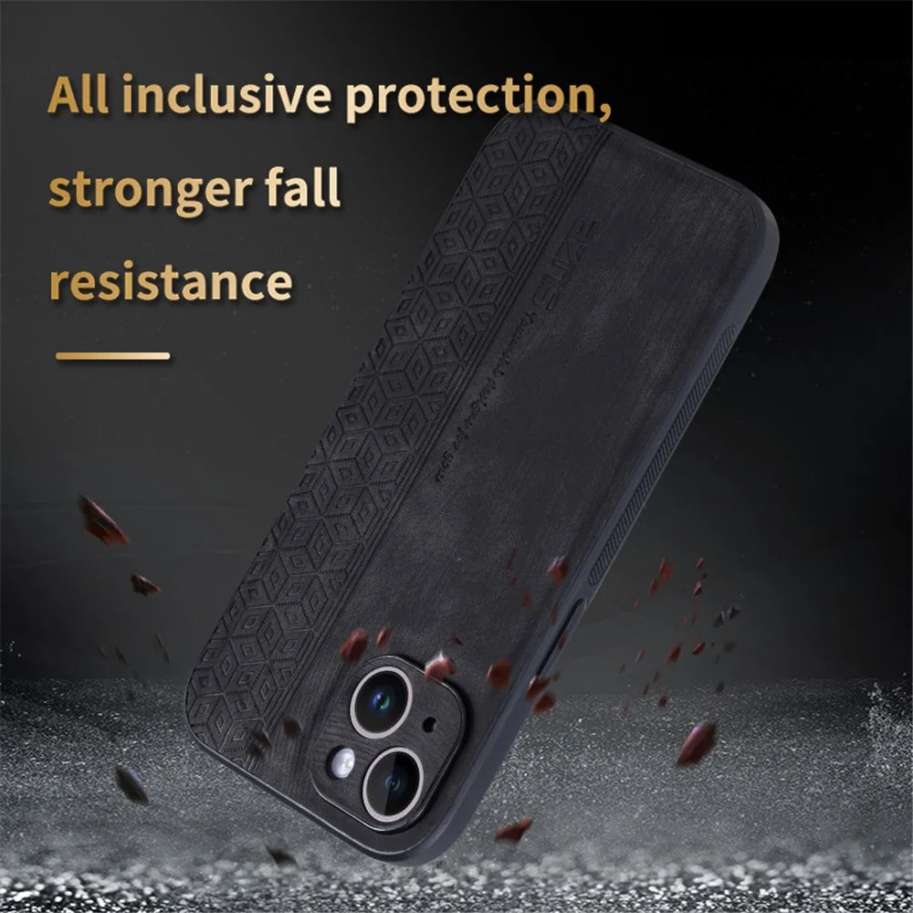 AZNS For iPhone 15 Plus Anti-Scratch Phone Shell Imprinted Pattern PU Leather+TPU Phone Back Cover - Blue - 7