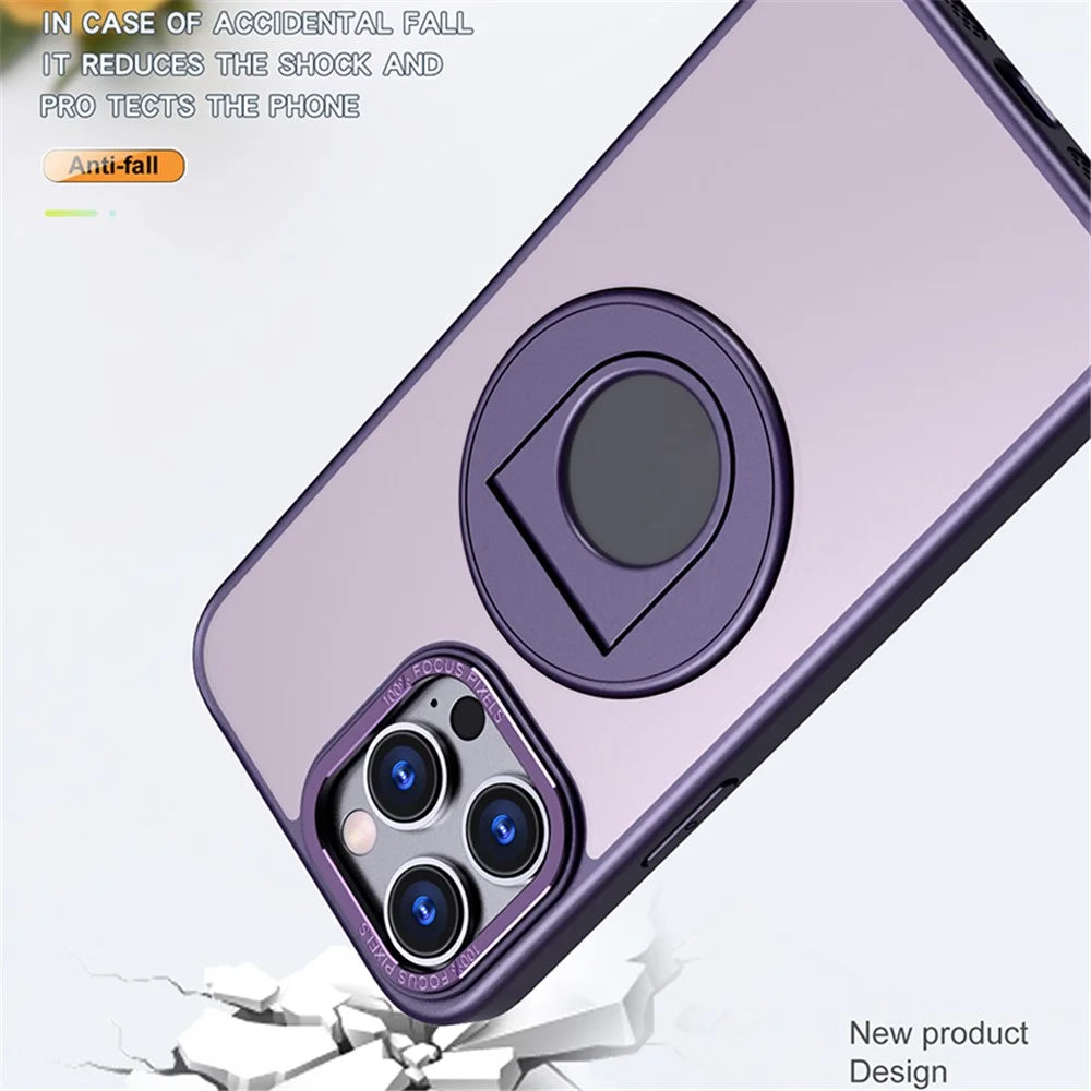 For iPhone 15 Pro Max Style-A Metal kickstand Phone Case Compatible with MagSafe Acrylic+TPU Cover - Purple - 3
