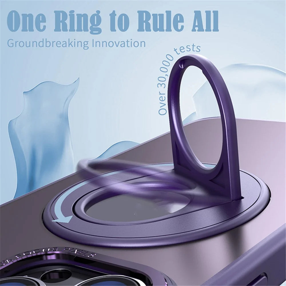 For iPhone 15 Pro Max Style-A Metal kickstand Phone Case Compatible with MagSafe Acrylic+TPU Cover - Purple - 6