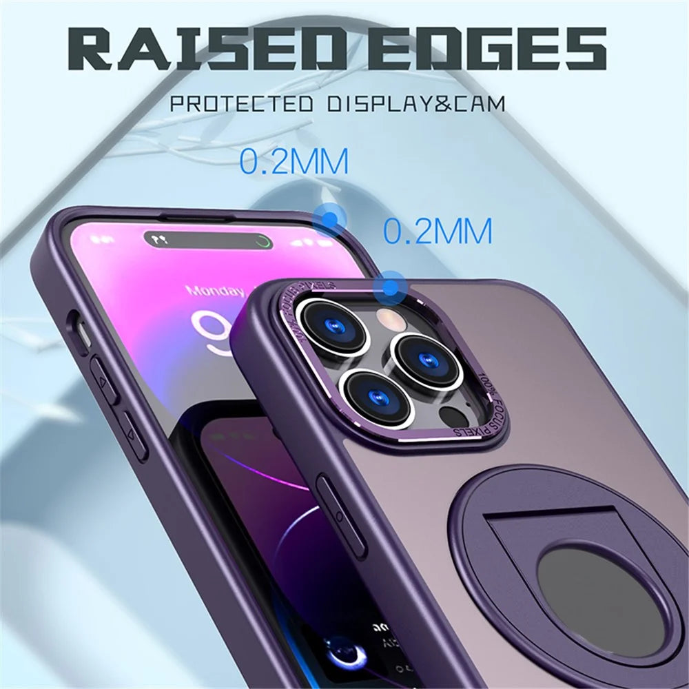 Style-A Acrylic+TPU Phone Case for iPhone 14 Pro Max , Rotating Ring Kickstand Shockproof Cover - Purple - 5