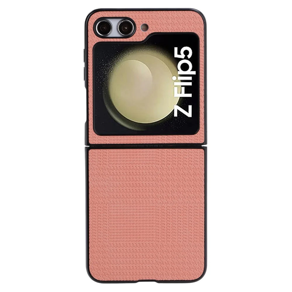 VILI TH Series For Samsung Galaxy Z Flip5 5G Cellphone Protective Case PU Leather Coated PC+TPU Phone Cover - Pink - 1
