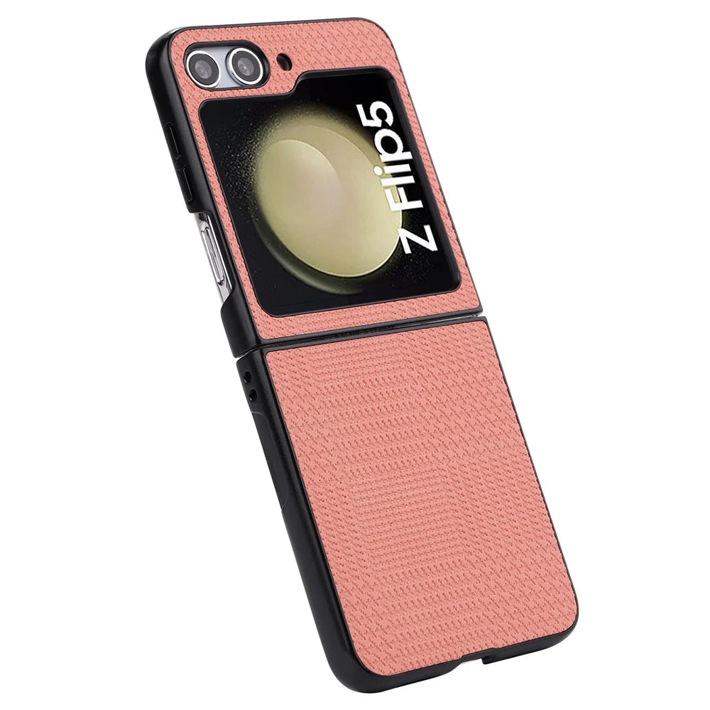 VILI TH Series For Samsung Galaxy Z Flip5 5G Cellphone Protective Case PU Leather Coated PC+TPU Phone Cover - Pink - 2