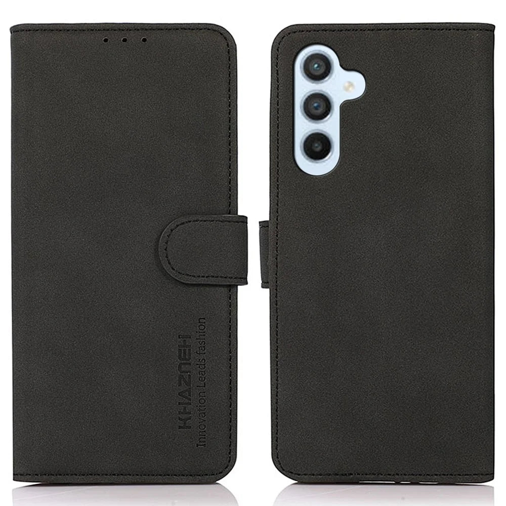KHAZNEH For Samsung Galaxy F34 5G / M34 5G Wallet Phone Cover Textured PU Leather Stand Anti-drop Case - Black - 1