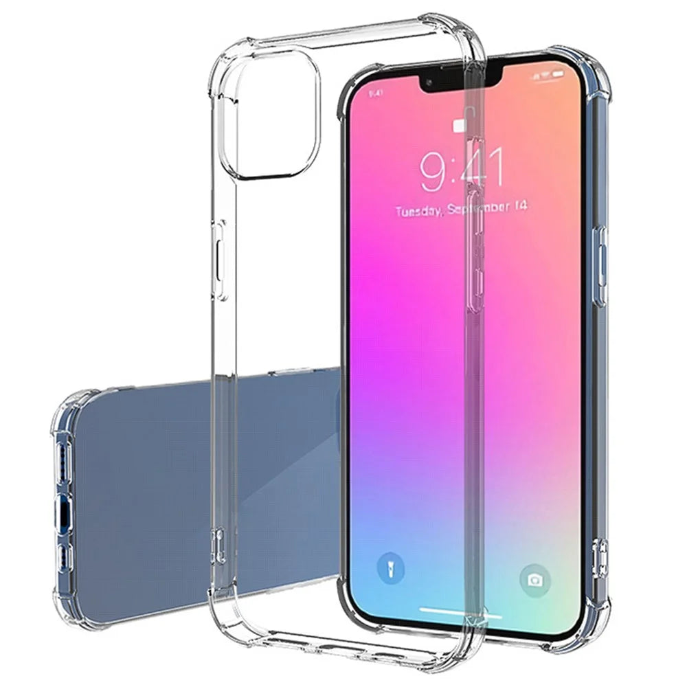 For iPhone 15 Clear TPU Phone Case Shockproof Four Corner Protection Cover - 1