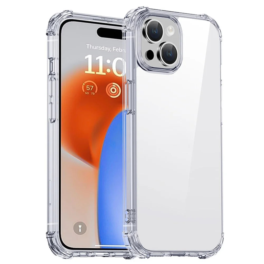 IPAKY Crystal Clear Phone Case for iPhone 15 , PC+TPU Four Corner Drop-proof Cell Phone Cover - 1